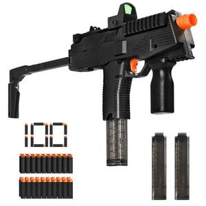 lot 13512 image: Realistic Toy Gun for Nerf Guns Soft Bullets, Automatic MP9 Toy Set with 100 Soft Darts, 2 Magazines, Scope, High Capacity Battery, Electric Toy Machine Gun for Kids Age 6-12