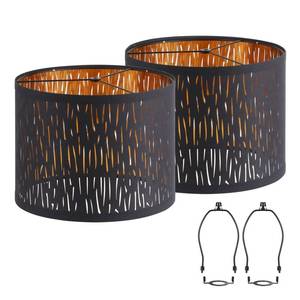lot 13513 image: Black Lampshades Set of 2, Drum Lamp shade with Hollow-carved Design, 12.7 x 12.7 x 10 Inches Lampshades for Table Lamp, Floor Lamp, Pendant Light, Lamp Shade Harp Holder Included