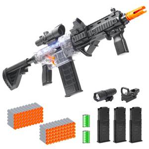 lot 13516 image: Realistic Toy Gun for Nerf Guns Darts, Foam Blaster - with Scope 100 Soft Bullets 3 Magazines, Semi-Auto Sniper Rifle Electric M416 Machine Guns for Boys 6-12 Age Kids and Adults