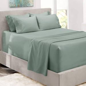 lot 13519 image: Hearth & Harbor Bed Sheets, Luxury Soft 6 Piece Bed Sheet Set Extra Deep Pocket Fitted Sheets Fits Mattress up to 21, Double Brushed Bedding Sheets & Pillowcases, Queen, Ice Green