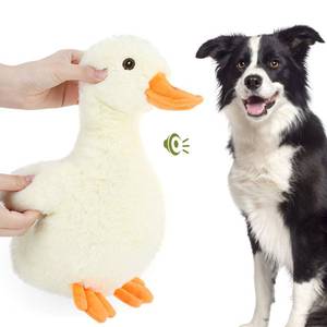 lot 14259 image: Pawaboo Squeak Plush Duck Dog Toy, Large 12 Super Soft PlushStuffed Duck-Shaped Pet Toys, Crinkle Paper Rattle Pet Biting Training Chew Toys Non-Toxic Plush Doll for Pets Dogs, Light YellowOrange