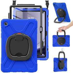 lot 14262 image: BRAECN Case for Samsung Galaxy Tab A9 Plus 11 Inch 2023 SM-X210X216X218, Heavy Duty Rugged Silicone Cover with Screen Protector, Handle Grip, Swivel Stand, Shoulder Strap for Samsung Tab A9, Blue