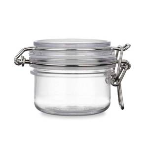 lot 14265 image: 2Pcs 4 Oz120ml Clear Round Plastic Home Kitchen Storage Sealed Jar Bottles with Leak Proof Rubber and Hinged Lid for Herbs, Spices, Candy, Gift, Arts and Crafts Storage Multi-purpose Container
