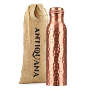 lot 14272 image: ANTIQUANA 34 Oz Pure Copper Water Bottle Set �� Leak-Proof Hammered Design with Tumbler, Carrying Bag & Smooth Finish Decorative �� Copper Home Decore