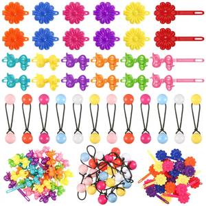 lot 14287 image: Giegxin 60 Pcs Self Hinge Hair Barrettes Ball Bubble Hair Accessories for Girls Set Plastic Girls Barrettes Clips Assorted Elastic Ponytail Holder Toddler Ball Ties(ovely Style)