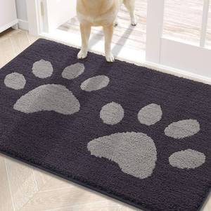 lot 14302 image: Buganda Dog Door Mat for Muddy Paws, Absorbent Dirt Trapper Washable Indoor Doormats, Non Slip Low-Profile Mud Mat for Dogs, Front Entrance Doormat for Inside Floor (30x20 Inches, Dark Grey)