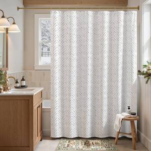 lot 14303 image: jinchan Extra Long Black and White Shower Curtain Inky Herringbone Chevron Zig Zag Waterproof Fabric Modern Farmhouse Shower Curtains for Bathroom with 12 Hooks 70x84 Inches
