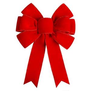 lot 14305 image: Satenwie Red Christmas Bows Large Velvet Bow for Wreaths, Tree, Outside Decorating, Outdoor (12  14 inch)