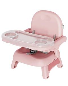 lot 15047 image: BBsecure Booster Seat for Kitchen Chair, 3-in-1 Foldable Baby Booster Seat with Removable Dual Tray & 3-Point Harness, Portable Toddler Booster Chair for Dinning Table, Travel, Outdoor Camping, Pink