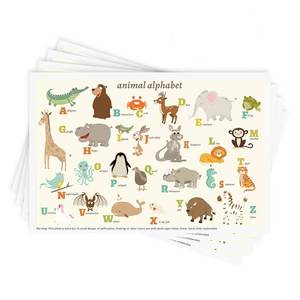 lot 20422 image: Babebay Disposable Stick-on Placemats 40 Pack for Baby & Kids & Toddler, Sticky Placemats Restaurant Table Mats 12 x 18 (Animal Alphabet)