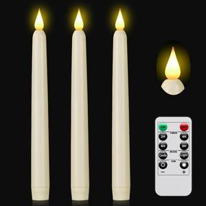 lot 20423 image: Hanzim Flameless Taper Candle with Remote Control, 3pack Plastic LED Candles, Flickering Battery Operated, 9.2Classic Tall Candles for Wedding, Party,Christmas,Home Decor (Ivory)