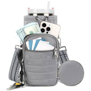 lot 20427 image: YIQUN Water Bottle Carrier with Strap Water Bottle Holder with Strap Water Bottle Carrier Bag, Water Bottle Bag with Phone Pocket for Walking, Hiking, Cycling