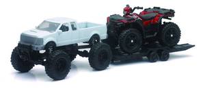 lot 20428 image: NewRay Toy Replica 4x4 Lifted Pickup Truck with Polaris Sportsman XP1000 ATV