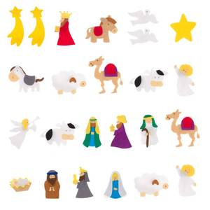 lot 16128 image: Felt Nativity Scene Characters for Christmas Advent Calendar for Kids, Countdown to Christmas Calendar Pieces (Velcro Characters)