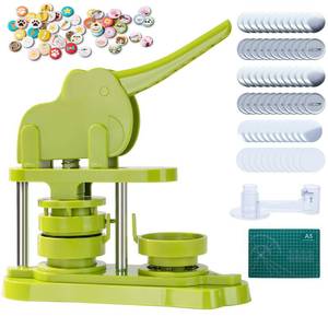 lot 17065 image: BEMAYSELF Button Maker Machine - 58mm (2.28 in) Installation-Free DIY Green Pin Maker Badge Maker Press Machine Kit with 200 Pcs Button Maker Supplies & Circle Cutter & Cutting Mat & Picture