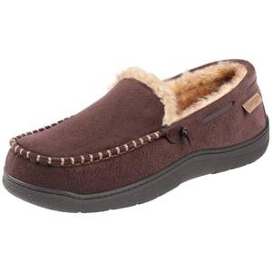 lot 17067 image: Zigzagger Mens Moccasin Slippers Memory Foam House Shoes, Indoor and Outdoor Warm Loafer Slippers, Coffee, 14 M US