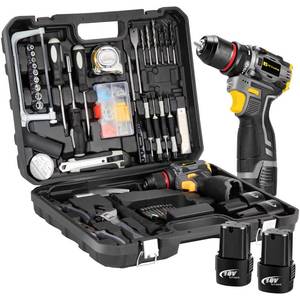 lot 17072 image: JEXUGK Cordless Drill Tool Set, 18V Brushless Compact Power Drill Kit with 2 Battery, 120 PCS Household Tool Kit with Driver Taladro, Men Electric Taladros Inal�mbricos for Daily Home Repair