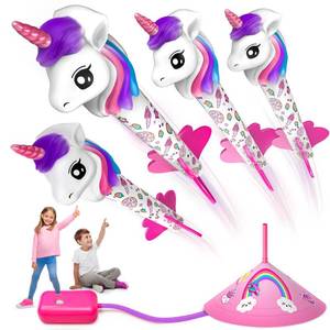 lot 17074 image: beefunni Unicorn Rocket Launcher for Kids, 4 Unicorns Outdoor Toys for Girls, Christmas Easter Birthday Gifts for Girls Ages 2 3 4 5 6 7 8 Years Old, Fun Indoor Toys for Kids Ages 2-4-6 Years Old