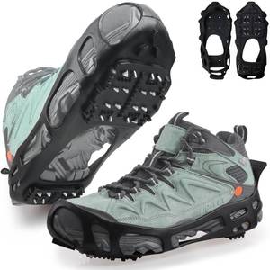 lot 18039 image: Ice Cleats Snow Traction Cleats Crampon for Walking on Snow and Ice Non-Slip Overshoe Rubber Anti Slip Crampons Slip-on Stretch Footwear