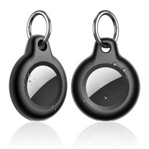lot 18051 image: SUPFINE Waterproof Airtag Holder,2 Pack Air tag Keychain,Hard PCTPU Full Body Protective Case with Loop Key Ring for Apple Tags,IPX8 Cover for Wallet,Luggage,Cat,Dog,Pets,for Item Finder(Black)