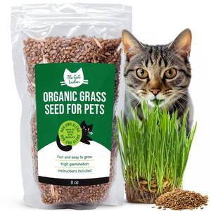 lot 18054 image: The Cat Ladies 100% Organic Cat Grass Seeds - Cat Grass for Indoor Cats - (Non GMO) 8 oz