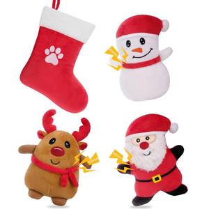 lot 18069 image: HGB Christmas Dog Toys,4 Pack Plush Squeaky Dog Toys for Small Medium Breed with Dog Stocking to Keep Them Busy & Daily Companionship