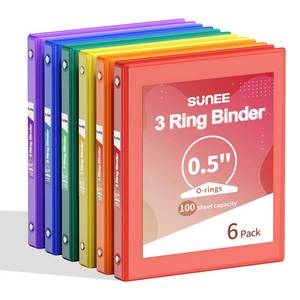 lot 19462 image: SUNEE 12 Inch Binders 3 Ring 2 Pack, 3 Ring Binders Half Inch Clear View PVC-Free (Fit 8.5x11 Inches) for School Binder or Office Binder Supplies, Classic 6 Colors