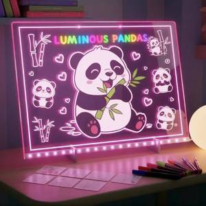 lot 19463 image: LED Drawing Board, Class Valentines Day Gifts for Kids Toys, 17 Light Up Acrylic Dry Erase Led Note Board with Colors, Doodle Glow Board, Magic Drawing Tablet as Birthday Gifts for Girls Boys