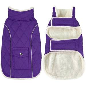 lot 19465 image: Malier Dog Winter Coat, Windproof Dog Cold Weather Coats with Real Pocket, Winter Extra Warm Pet Coat Fleece Jacket Reflective Clothes for Small Medium Large Dogs and Puppy (Purple, Large)