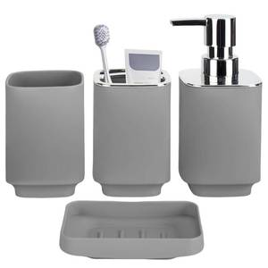lot 19467 image: 4 Piece Bathroom Accessories Set, Boho Bathroom Decor, Bathroom Sets Complete, Soap Dispenser, Toothbrush Holder, Mousewash Cup and Soap Dish, Bathroom Sink Set for Modern Home Decor