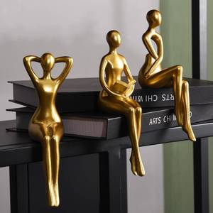 lot 19468 image: Quoowiit Gold Decor Thinker Statue Decor Book Shelf Decor, Abstract Statue Ornament Office Decor Modern Home Decor Decorations for Living Room Collectable Figurines Coffee Table Decor 3 Piece