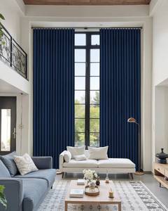 lot 19474 image: COMON HOME 100 Wide Blackout Velvet Blue Curtains for Bedroom,Extra Long Thermal Insulated 120 Inches Long,Back Tabs Velvet Rod Pocket Navy Blue Black Out Curtain Drapes for High Ceilings Living Room