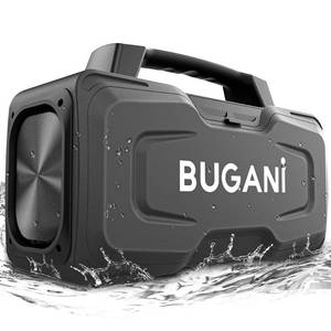 lot 19475 image: BUGANI Bluetooth Speaker, 80W Powerful Portable Wireless Speakers IPX7 Waterproof Speaker, Outdoor Loud Speakers with Handle 24H Playtime, Support Microphone AUX USB Suitable for Party, Pool, Black
