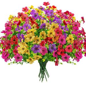 lot 19481 image: Der Rose 12 Bundles Artificial Flowers for Outdoors Fake Flowers Plants Spring Summer Decoration UV Resistant for Outside Home Porch Patio Garden Decor