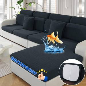 lot 19486 image: MAXIJIN Waterproof 4 Pieces Couch Cushion Covers for Sectional Sofa Seat Slipcover Stretch Sectional Couch Cover for L Shape LeftRight Chaise with Elastic Bottom (3 Seater  1 Chaise, Dark Gray)