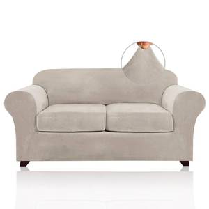 lot 19487 image: PrinceDeco Velvet Couch Cover Loveseat Covers for 2 Cushion Couch 3 Piece Sofa Covers for Dogs Washable Loveseat Covers Width Up to 72 Inch No Slip Stretch Sofa Slipcover(Medium, French Oak)
