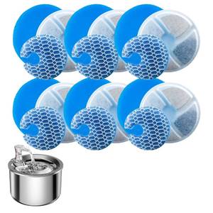 lot 20400 image: Homtyler Stainless Steel Cat Water Fountain Filters 6 Pack Cat Fountain Filter Replacement, 3 Triple Filtration System, Activated Carbon Filters for 67oz2L Automatic Pet Fountain Filter, RCWFF6