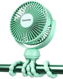 lot 20403 image: Gaiatop Mini Portable Stroller Fan, Battery Operated Small Clip on, Detachable 3 Speed Rechargeable, 360° Rotate Flexible Tripod Better Cooling for Car Seat Crib Treadmill Travel Green