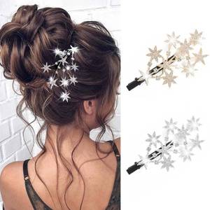 lot 20409 image: BARTOSI Star Hair Clips Gold Rhinestone Hair Barrettes Bride Wedding Hair Pieces Celestial Hair Accessories for Women and Girls (Pack of 2)