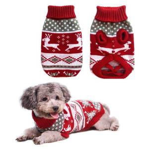lot 20418 image: Vehomy Dog Christmas Sweaters Pet Winter Knitwear Xmas Clothes Classic Warm Coats Reindeer Snowflake Argyle Sweater for Kitty Puppy Cat-M