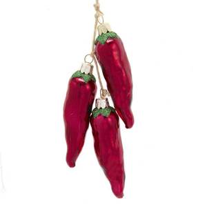 lot 20419 image: Noble Gems Red Chili Ristra Glass Christmas Ornament NB1633