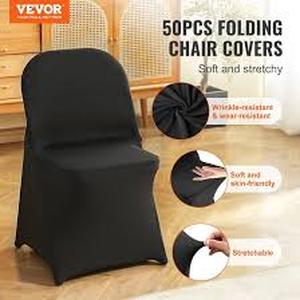 lot 3404 image: Vevor Folding Chair Cover - Black Stretch Fit