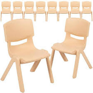 lot 5227 image: Natural Color Childrens Stacking Chairs - Set of 6