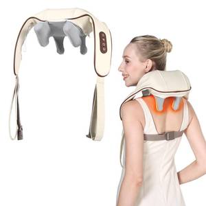 lot 3445 image: KppeX 4D Deep Cordless Neck Massager Pillow, Leg and Back Pain Relief Tissue Kneading, Shiatsu and Shoulder Massage,Gifts for Men or Women-Lvory White