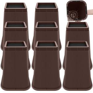 lot 3451 image: MCXYEM Bed Risers Heavy Duty, Adjustable Furniture Risers 8 inch, Non Slip Lift Supports for BedsCouchesSofas, Durable Square Design with Creates Storage Space (Brown 9 Pack, 8 Inch)