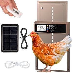 lot 3453 image: NyPots Automatic Chicken Coop Door Solar Powered, LCD Display Automatic Chicken Door with Timer & Light Sensor, Aluminum Alloy Chicken Door with Remote Control & 4 Modes