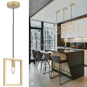 lot 3459 image: Gisisee Black and Gold Industrial Small Chandelier, 9 Inch1 LightE12 Farmhouse Pendant Light, Adjustable Height Modern Square Hanging Light for Kitchen Island,Living Room,Bedroom,Hallway