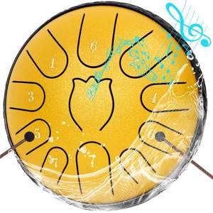 lot 3461 image: Steel Tongue Drum 6 Inche 11 Note Steel Drums Rain Chime,Raindrop Drum,Rain Drum for Outside Garden��Yellow��
