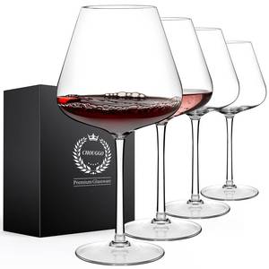lot 3469 image: Chouggo Super Large 28Oz Wine Glasses Set of 4, Hand Blown Crystal Red Wine or White Wine Burgundy Glass, Hand Crafted by Artisans - Gifts for Women, Men, Wedding, Anniversary, Christmas, Birthday