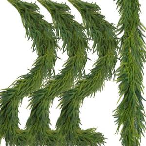lot 3473 image: 3 Pcs Artificial Norfolk Pine Garlands Christmas, 6 FT Dense Real Touch Winter Pine Garland Ornament, Green Artificial Greenery Garland for Table, Mantle, Wall, Indoor, Outdoor Christmas Decorations